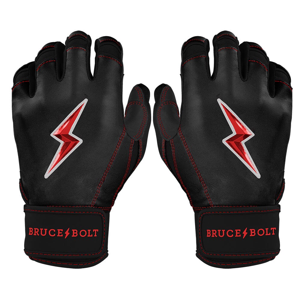 Premium Pro Short Cuff Batting Gloves with Cabretta Leather | TC42 Black
