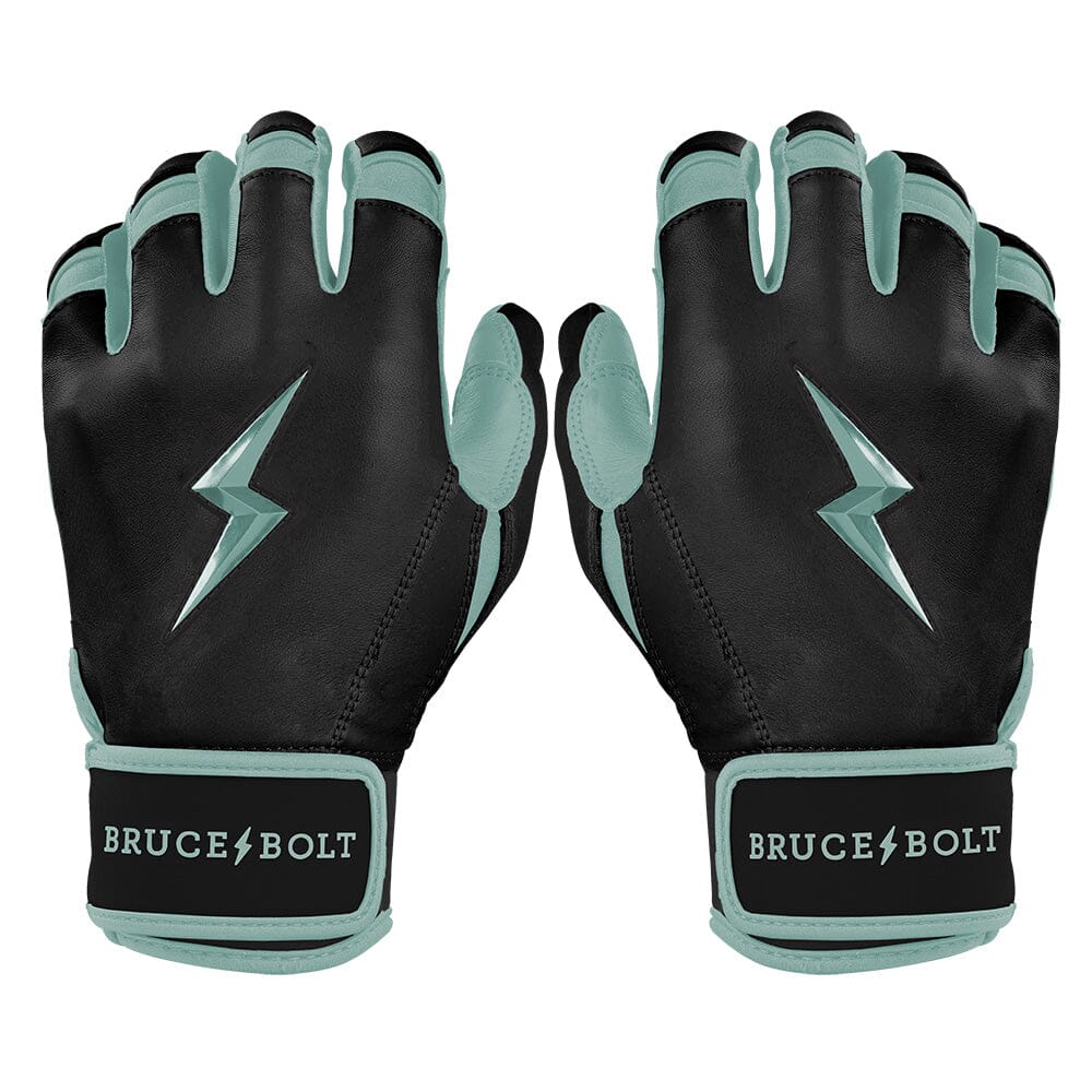 Premium Pro Bader Series Short Cuff Batting Gloves - Black Leather for Baseball