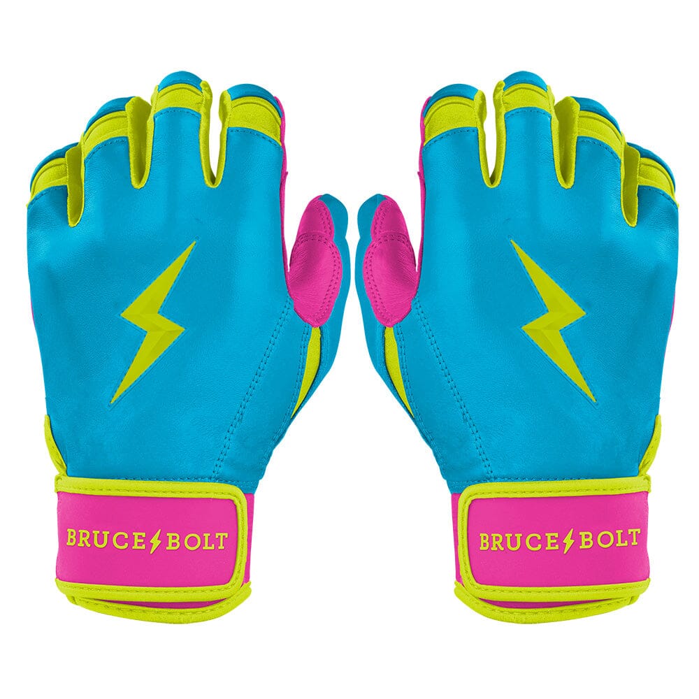 Premium Pro Short Cuff Batting Gloves for Baseball & Softball | Caribbean Blue