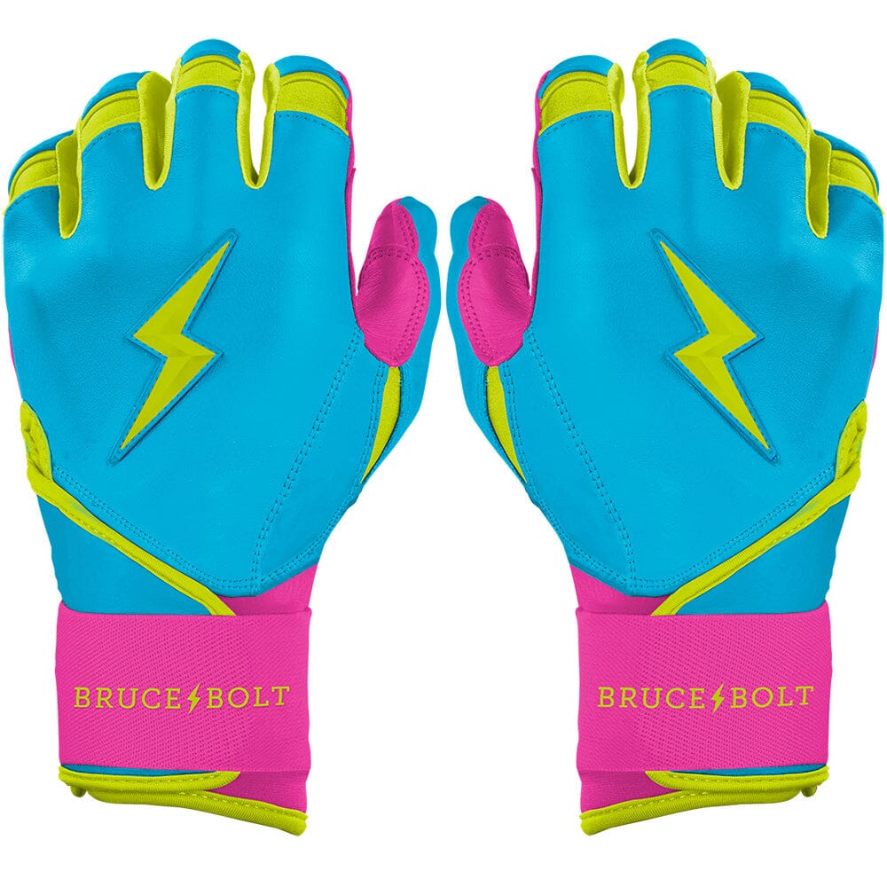 Premium Long Cuff Batting Gloves with Double Reinforced Palm | Caribbean Blue