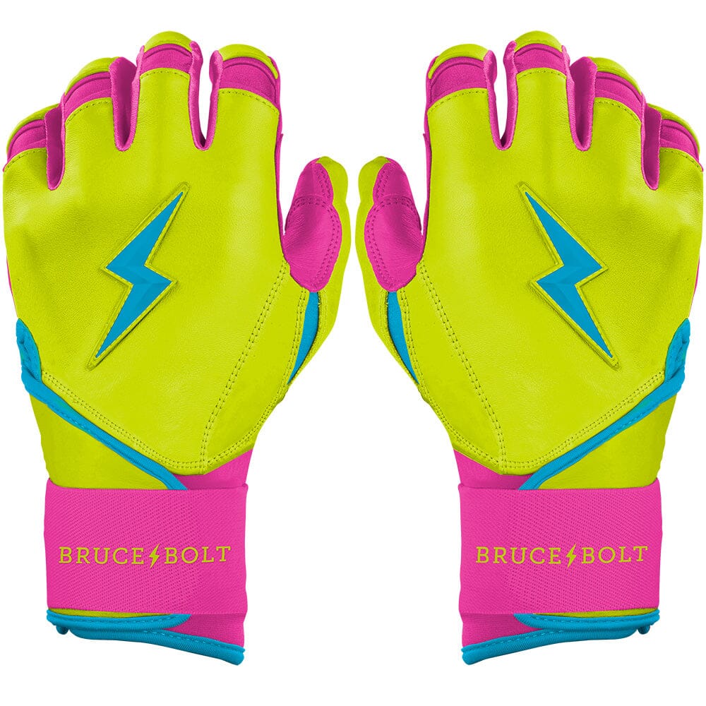 Premium Long Cuff Batting Gloves with Double Reinforced Palm | Caribbean Yellow