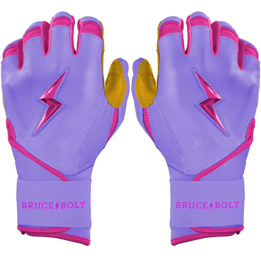 Premium Pro Bader Series Long Cuff Batting Gloves | Lavender & Pink