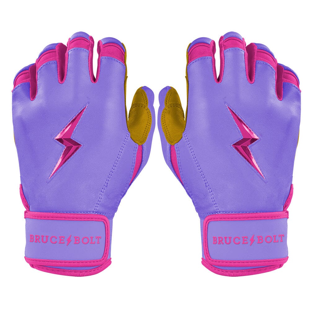 Premium Pro Bader Series Short Cuff Batting Gloves | Lavender & Pink