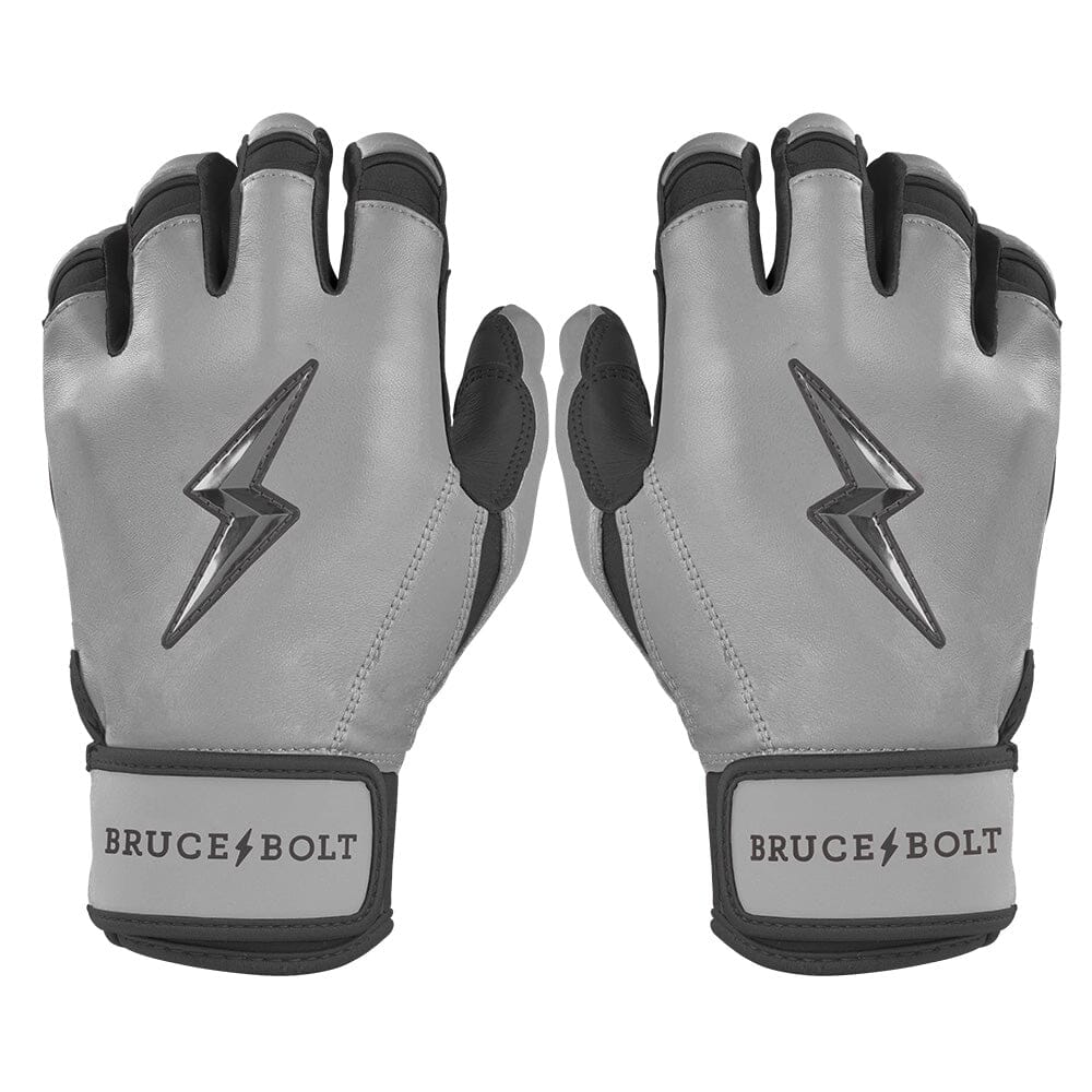 Premium Short Cuff Batting Gloves with Reinforced Palm | Bruce Bolt Grey Series