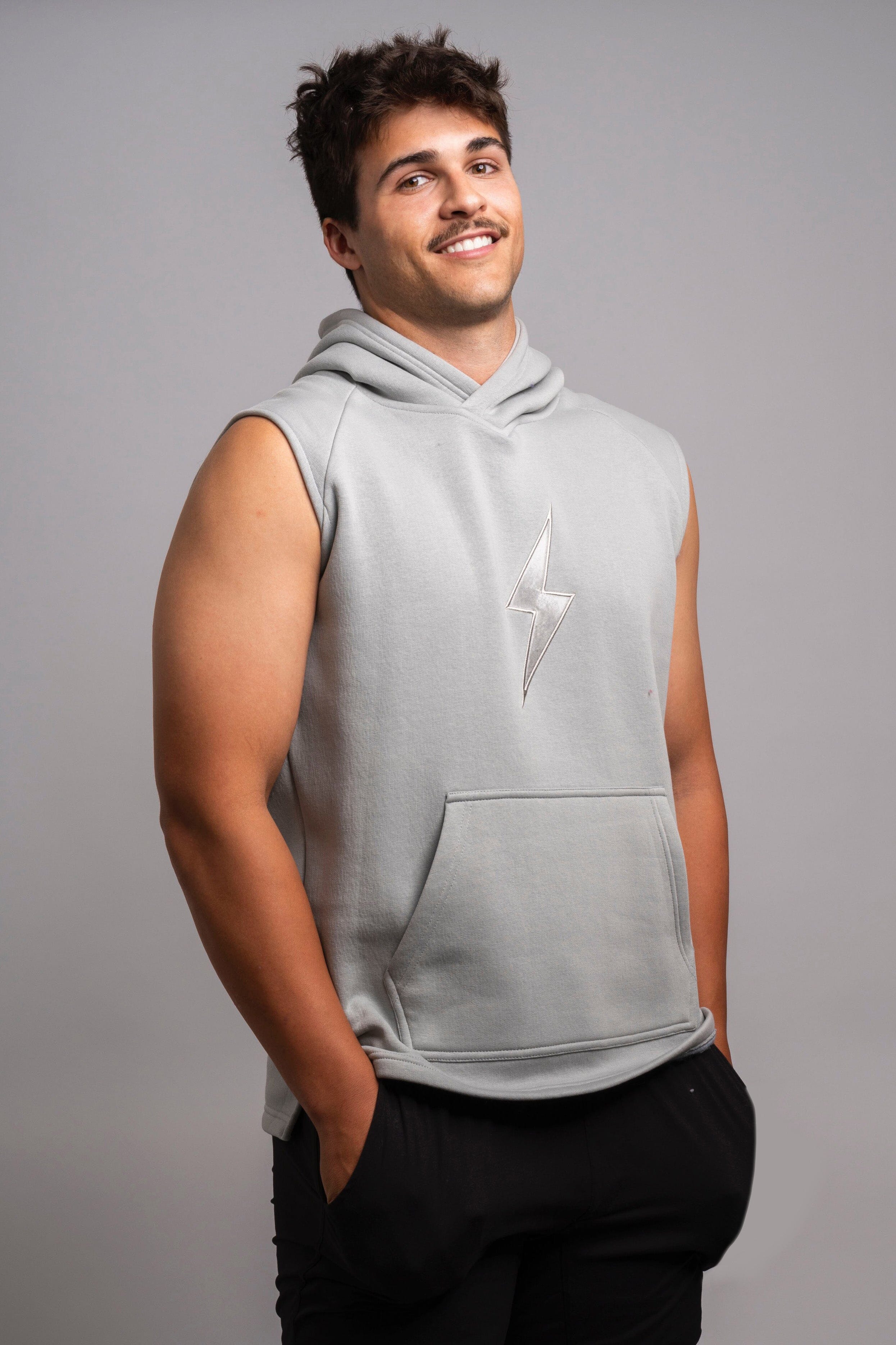 Men's Sleeveless Hoodie for Athletes | BRUCE BOLT Grey
