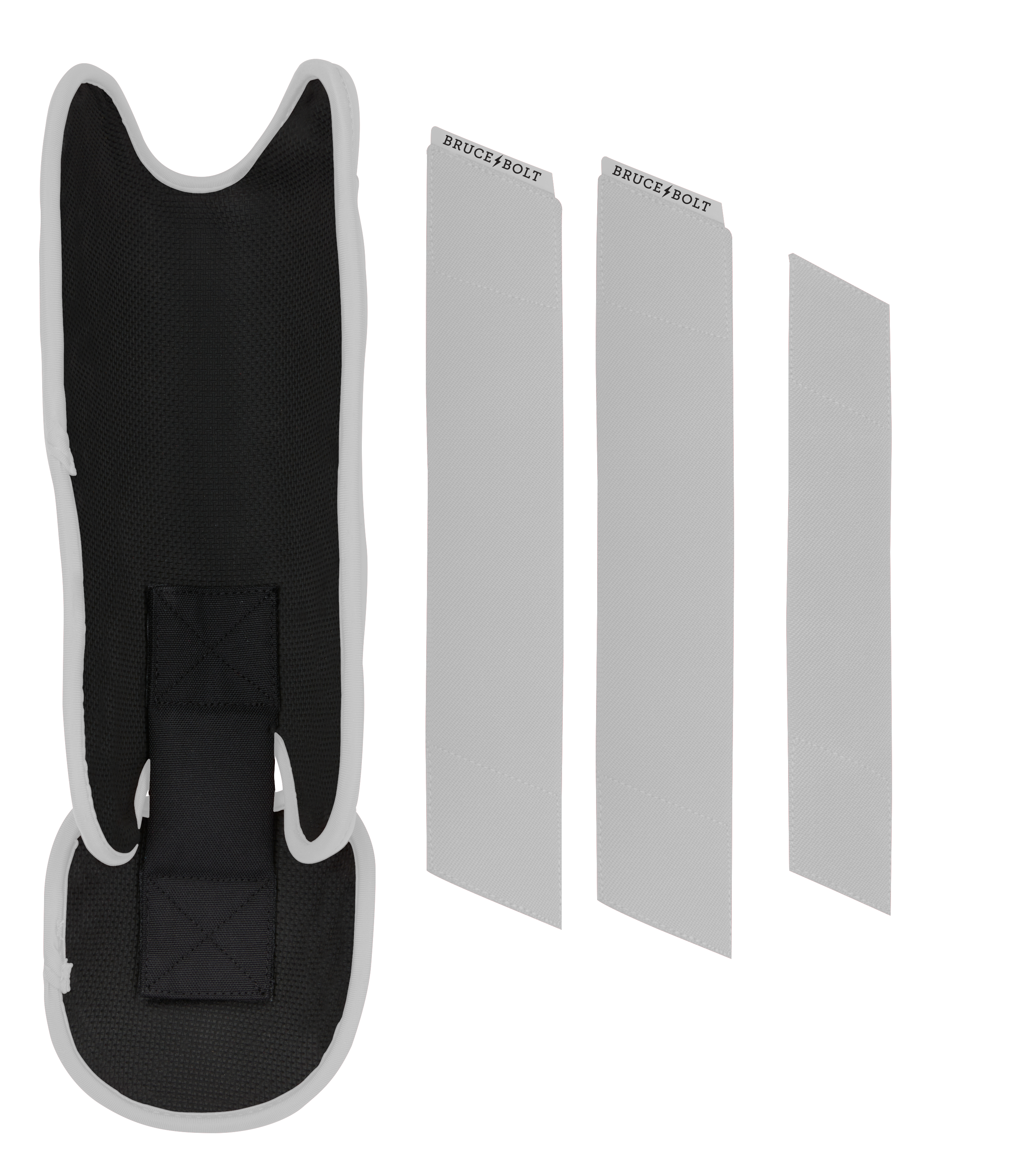 White Baseball Leg Guard with Moldable Shell & Sharkskin Grip | BRUCE BOLT Chrome Series