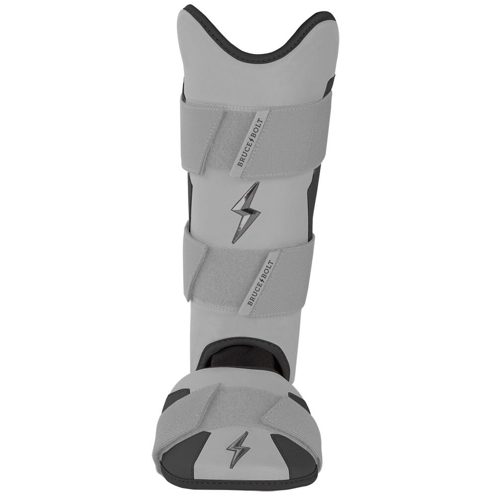 Premium Baseball Leg Guard with Moldable Shell & Shark Skin Grip | Bruce Bolt Grey Series