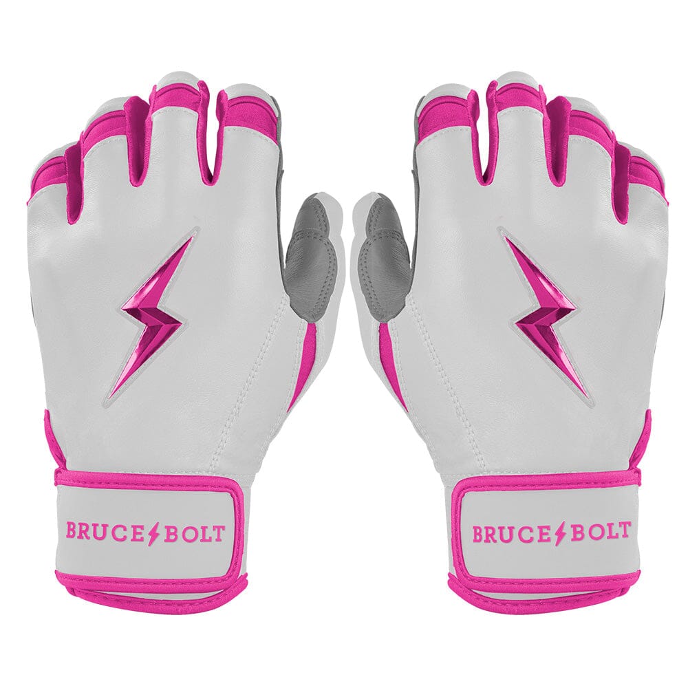 Premium Short Cuff Batting Gloves with Reinforced Palm | Bruce Bolt Pro Chrome Series - Pink