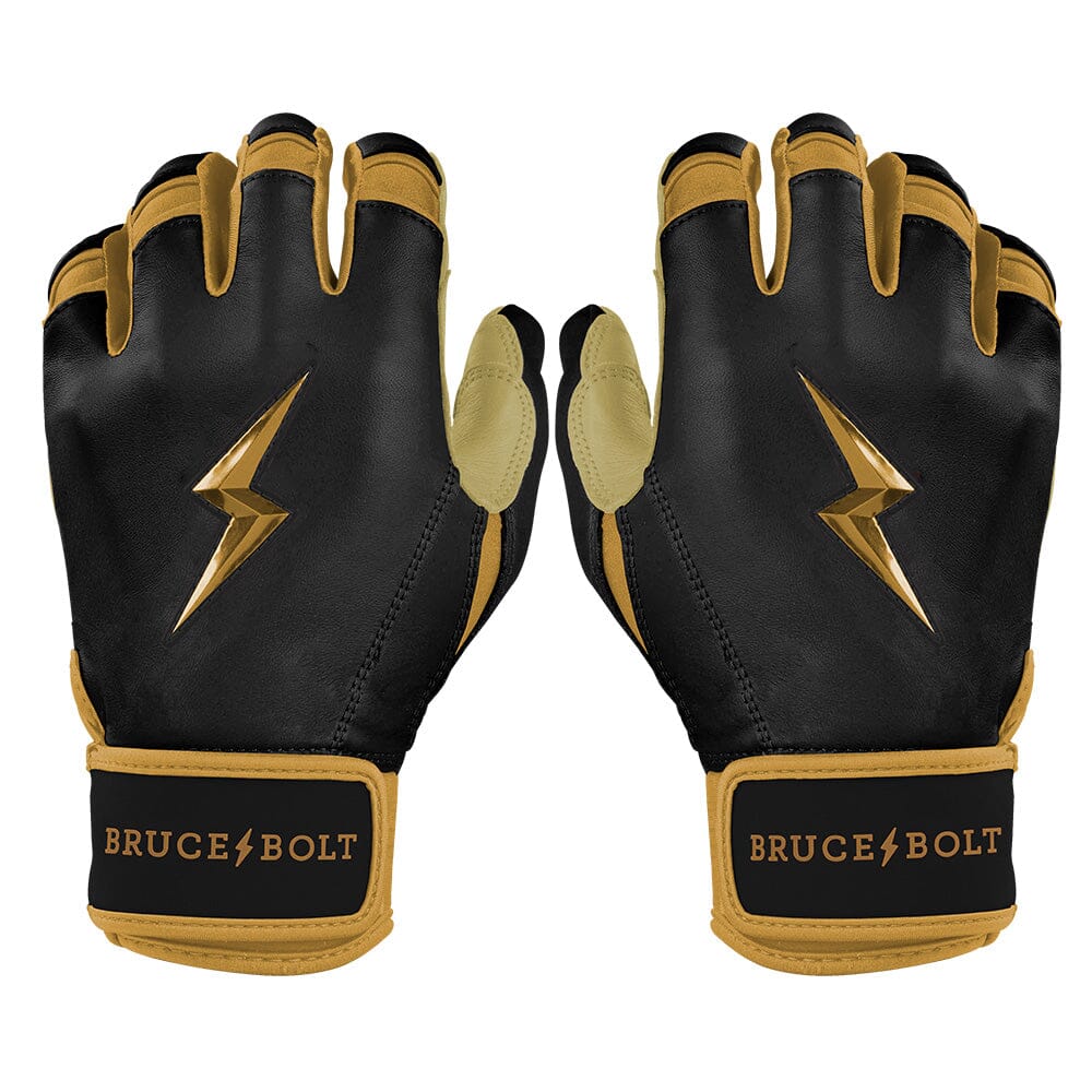 Premium Short Cuff Batting Gloves with Cabretta Leather & Wrist Support | BruceBolt Gold Series