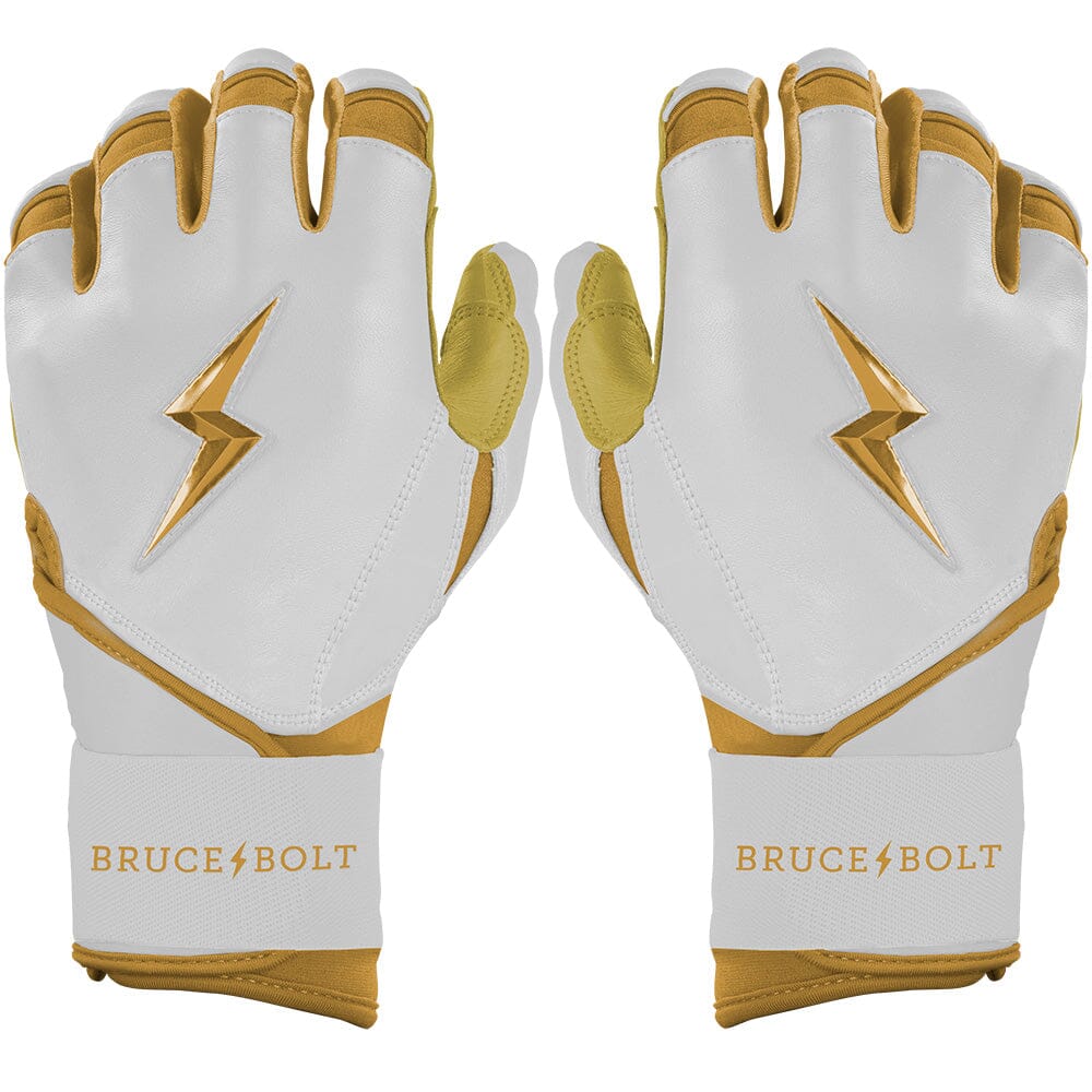 Premium Long Cuff Batting Gloves with Cabretta Leather & Wrist Support | BruceBolt Gold Series