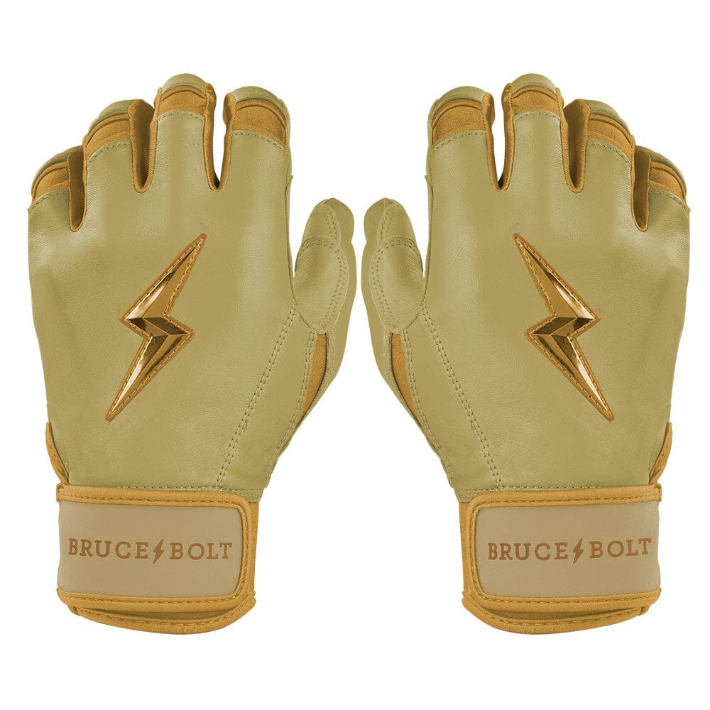 Premium Short Cuff Batting Gloves with 1.2mm Cabretta Leather | Bruce Bolt Gold Series
