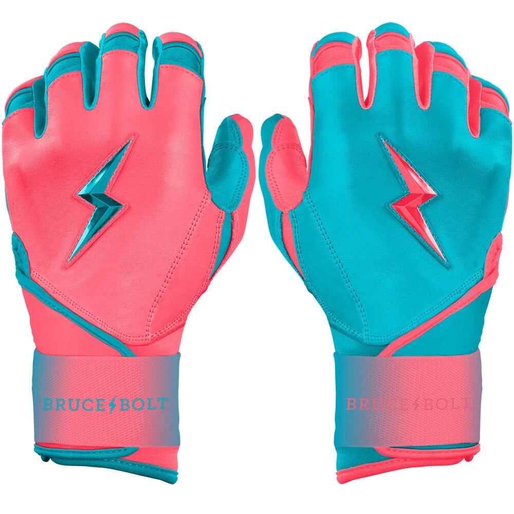Premium Long Cuff Batting Gloves for Baseball | Pro Clark Series Pink/Teal
