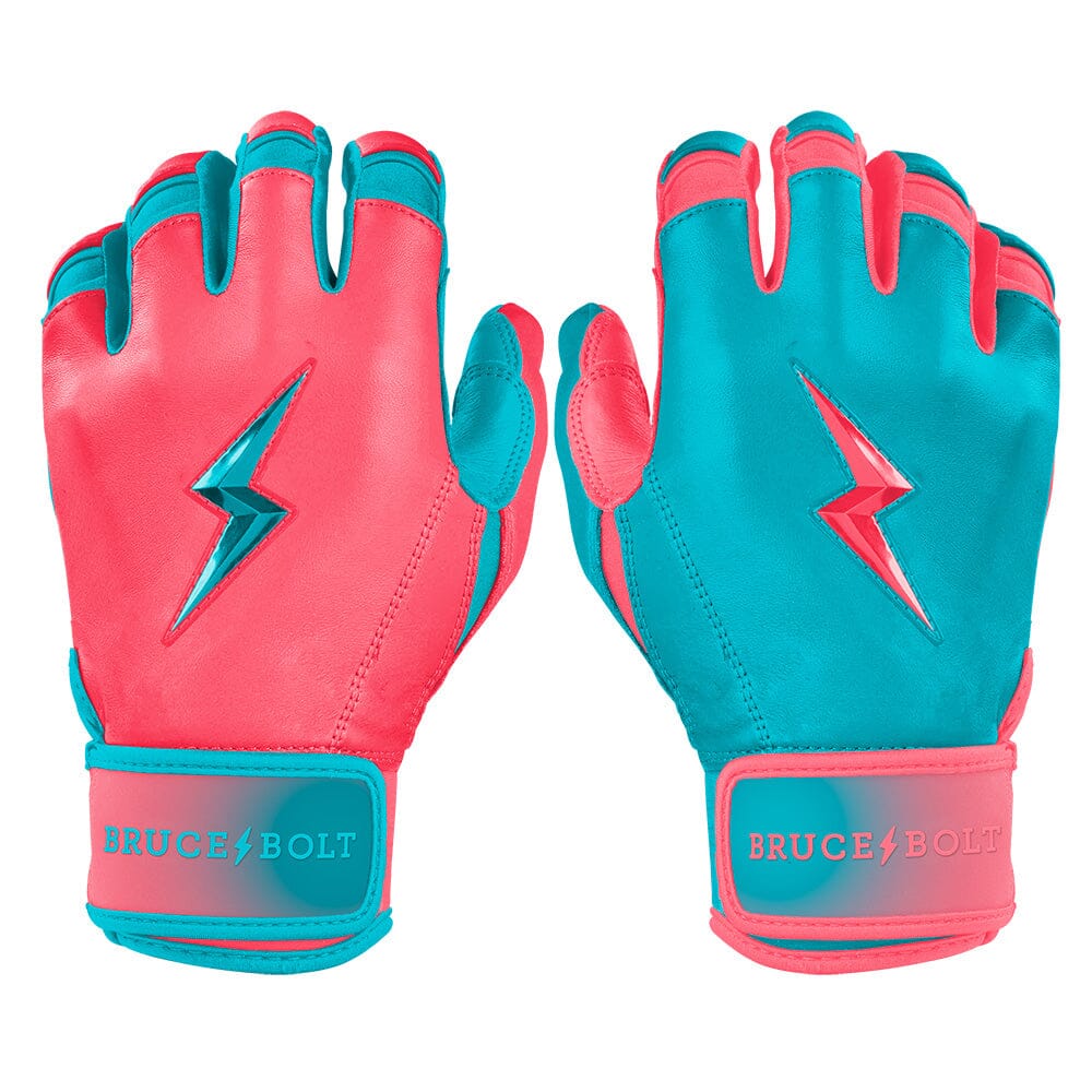 Premium Short Cuff Batting Gloves with Reinforced Palm | CLARK Series Pink/Teal