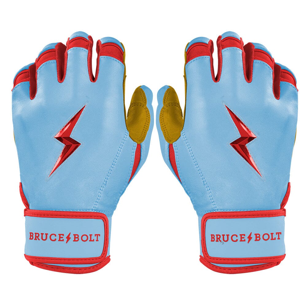 Premium Pro Bader Series Short Cuff Batting Gloves | Baby Blue